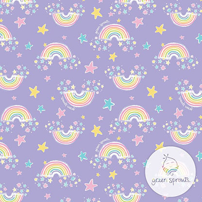 ROPA DE BAÑO CALZON ABSORBENTE C/PROTECCION SOLAR LILA CON ARCO IRIS